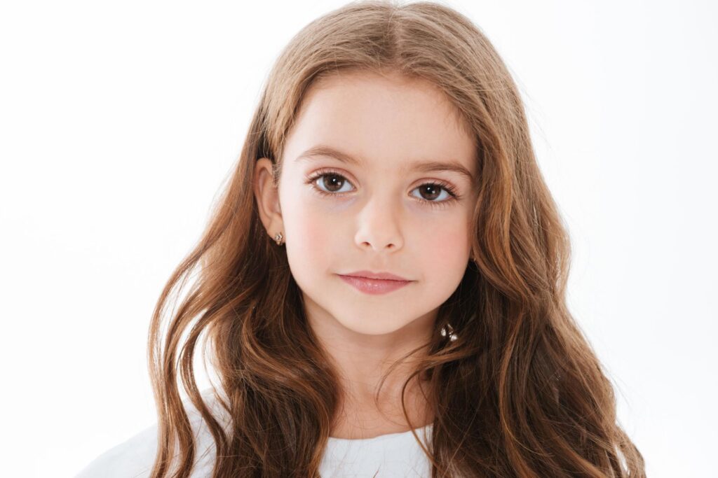 A young girl with brown hair