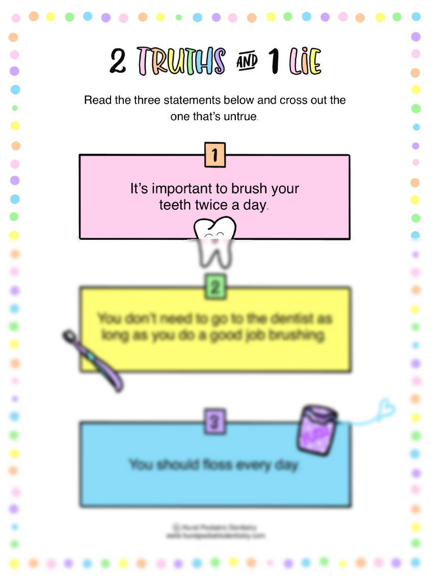 cute dental worksheet for younger kids